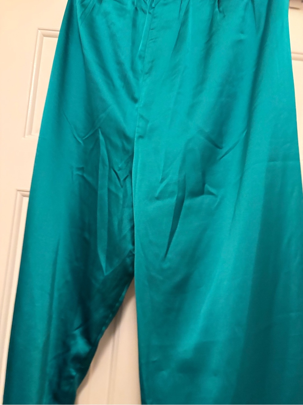 Rachel Zoe Teal- emerald Satin A-Line pants - Picture 3 of 7